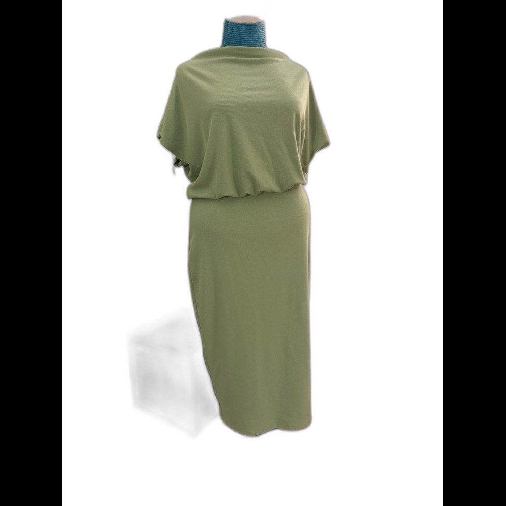 Sage Green Women's Blouson Midi Dress